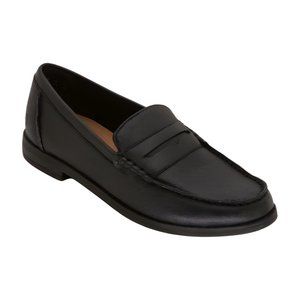 Hush Puppies Womens Wren Loafer, Black Leather, Size 6.5 Wide